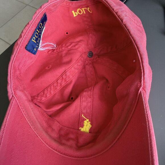 Polo Ralph Lauren Hat Navy With Yellow Embroidered Jockey Strap Adjustable - Picture 6 of 7
